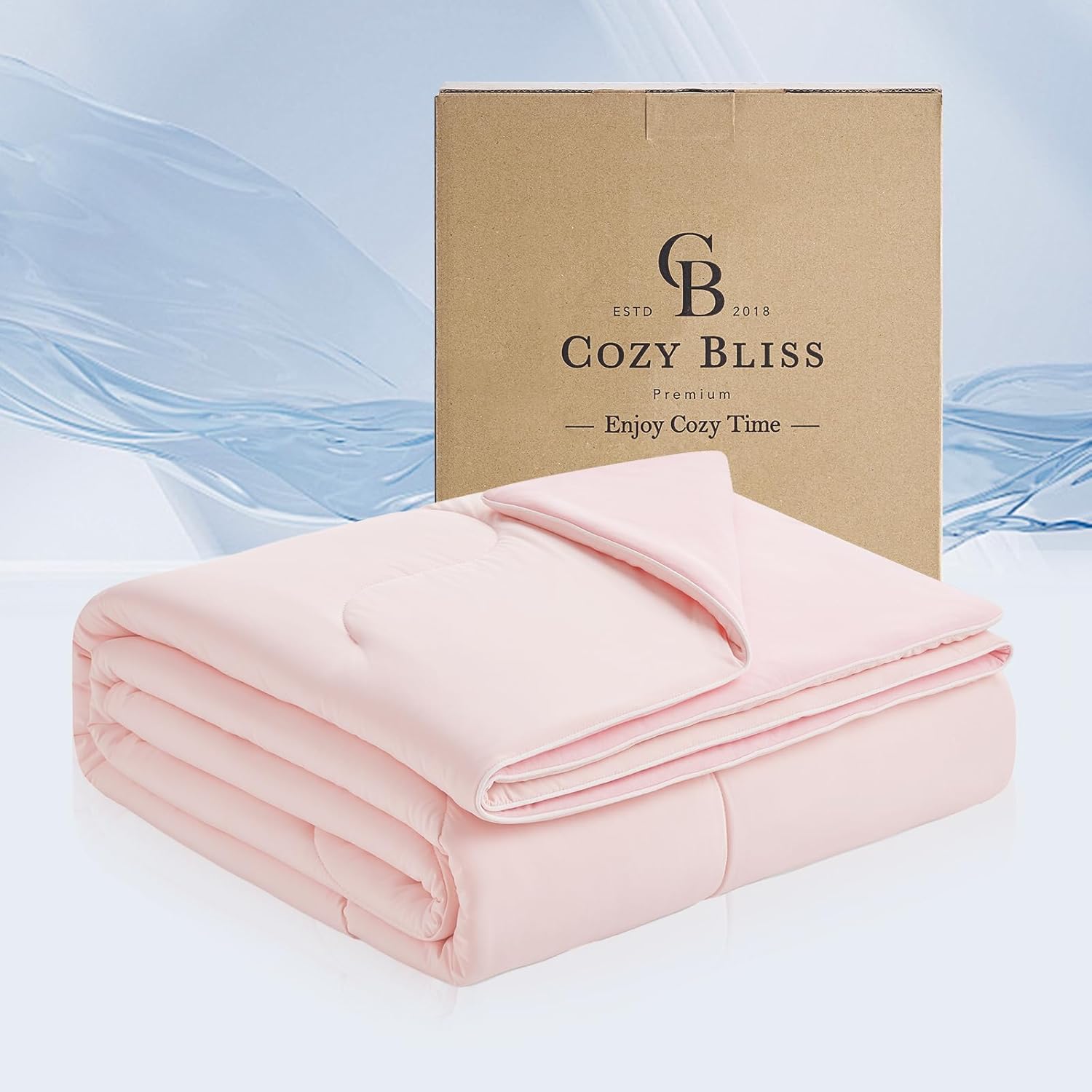 Cozy Bliss x Sorona® Viscose Natural Fiber Cooling Comforter Queen Size, Reversible Silky Smooth Cooling Blanket with Q-Max>0.45 for Hot Sleepers & Night Sweats, Cool Pink, 90"x90"