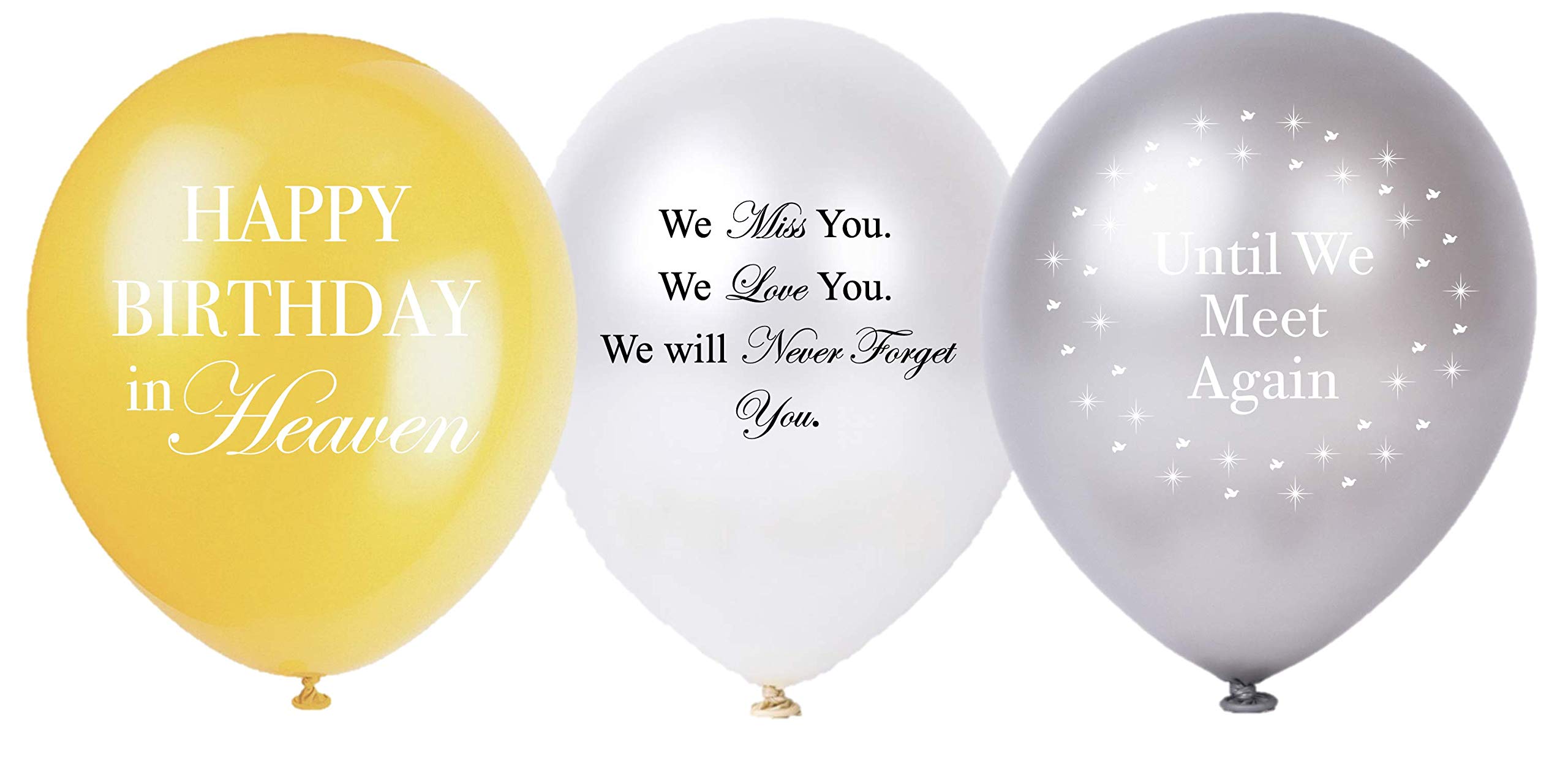 30 PC Biodegradable Remembrance Balloons: White & Silver Personalizable Funeral Balloons for Balloon Releases & Sympathy Gifts | Created/Sold by AMERIBA, a USA company (Variety Heavenly Birthday)