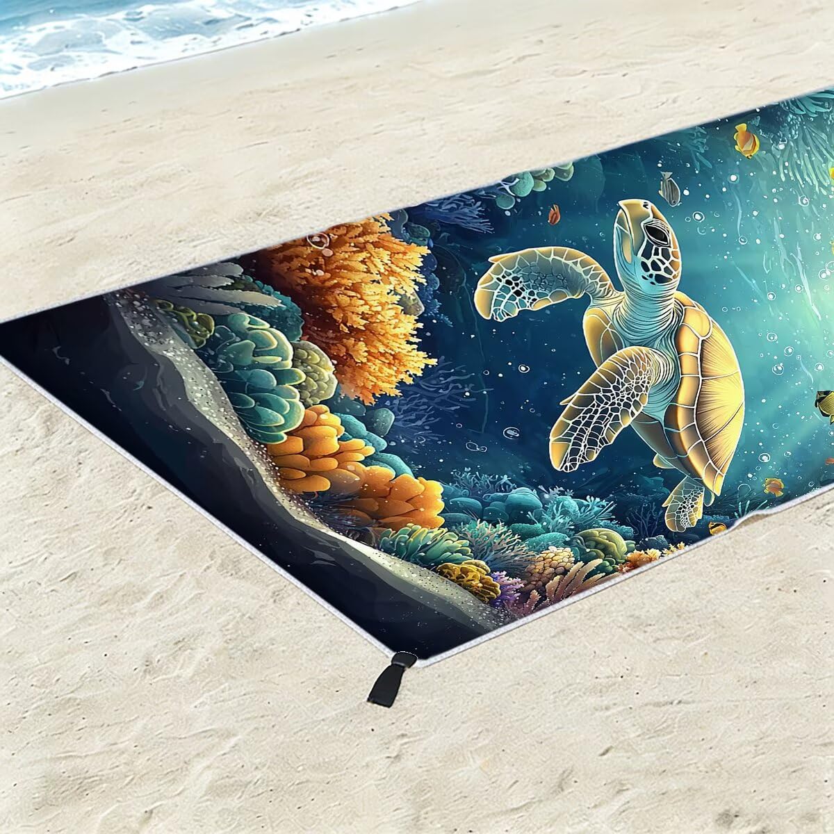 Telo Mare Microfibra, Telo Mare Grande 90x200cm 2 Pezzi, Asciugamano Palestra Donna Asciugatura Rapida, Antisabbia Asciugamano Microfibra, Leggero Asciugamani Palestra per Regalo (Tartaruga) -4550
