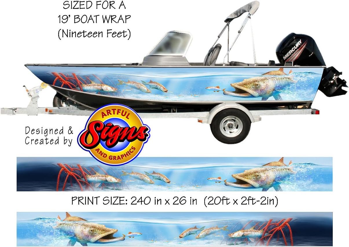 Snook Hunting Mangroves Boat Wrap Custom Design Sport Fishing (21 feet x 30 inches)