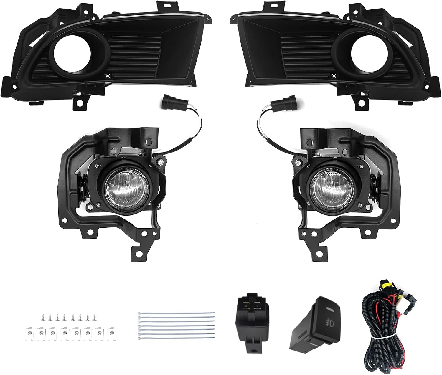 Fog Lights Compatible with 2004 2005 2006 Mitsubishi Lancer 1 Pair Front Bumper Driving Fog Lamps with Wiring Harness& Switch- Clear Lens