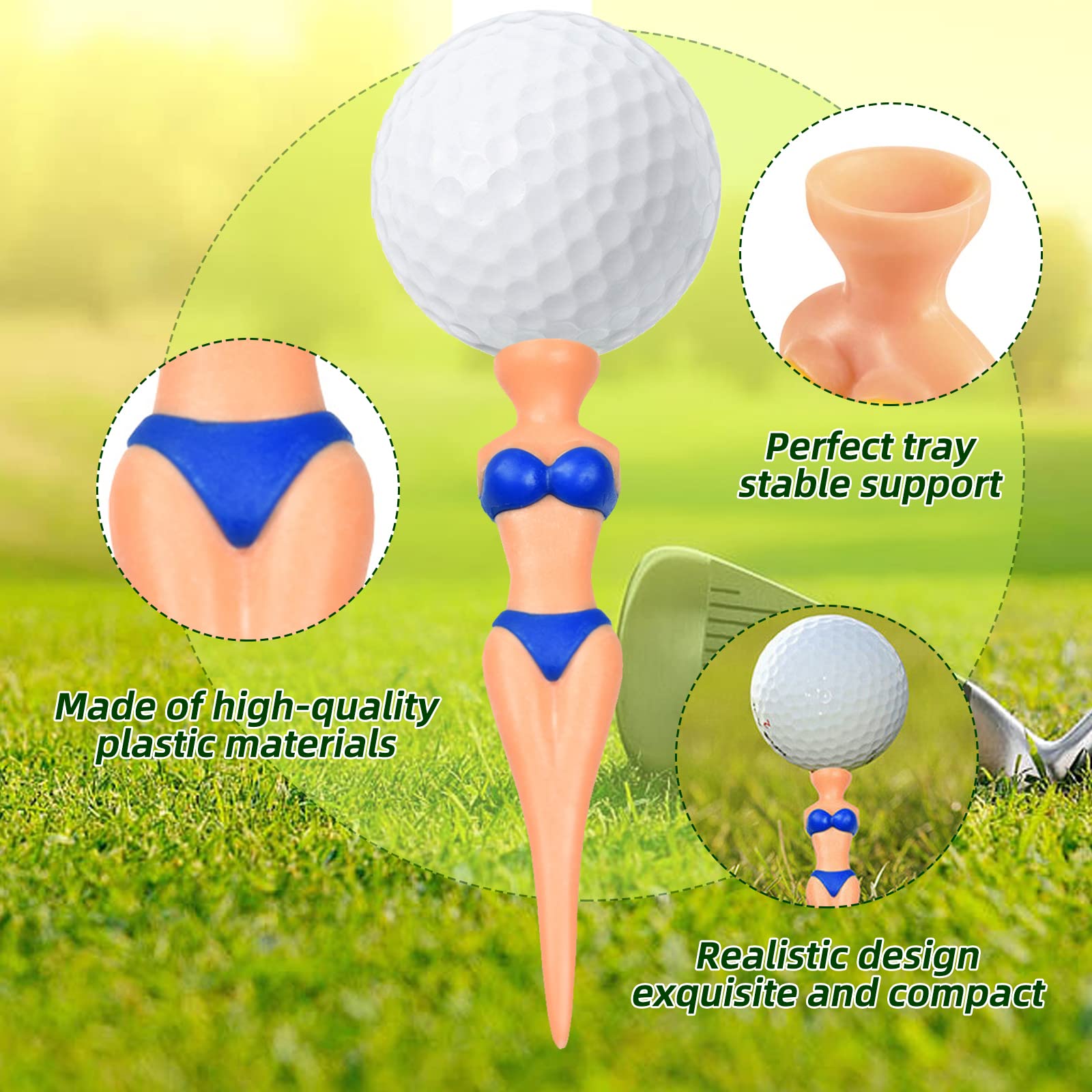 24 Pezzi Divertente Golf Tees Lady Bikini Ragazze Golf Tees 76 mm / 3 pollici in plastica Pin Up Golf Tees House Ladies Golf Tees per gli accessori di formazione di golf Zio regalo Addio al Celibato