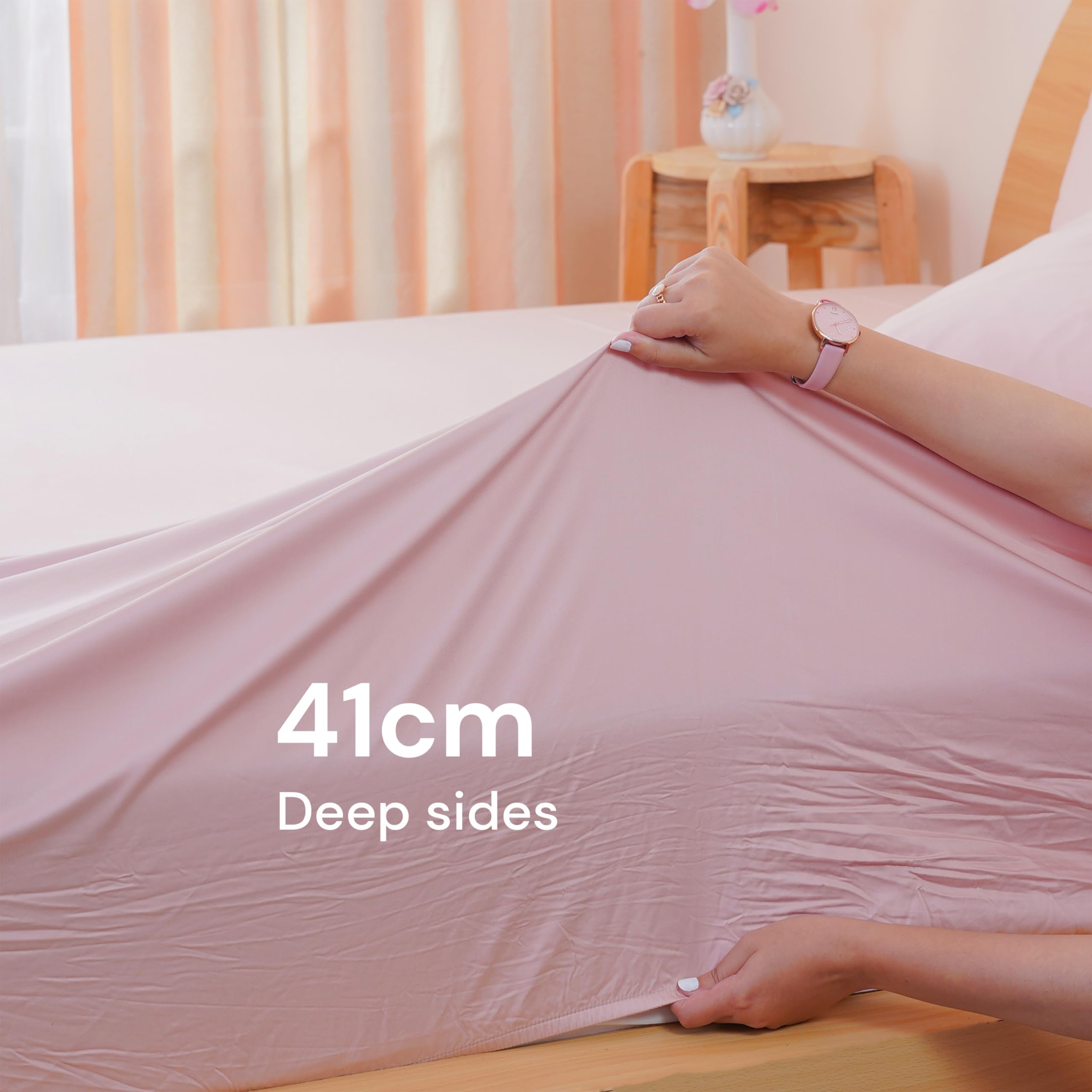 Sheet Story Bamboo Super King Fitted Sheet, 41cm Deep Pocket, 400 Thread Count, Superking Fitted Sheet, Soft - Image 2