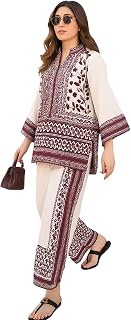 Modestouze Attires Cord Set for Women Cotton Stylish Poly Rayon - Turkish Co Ord Set for Women Stylish Mandarin Neck Flora... Price In India