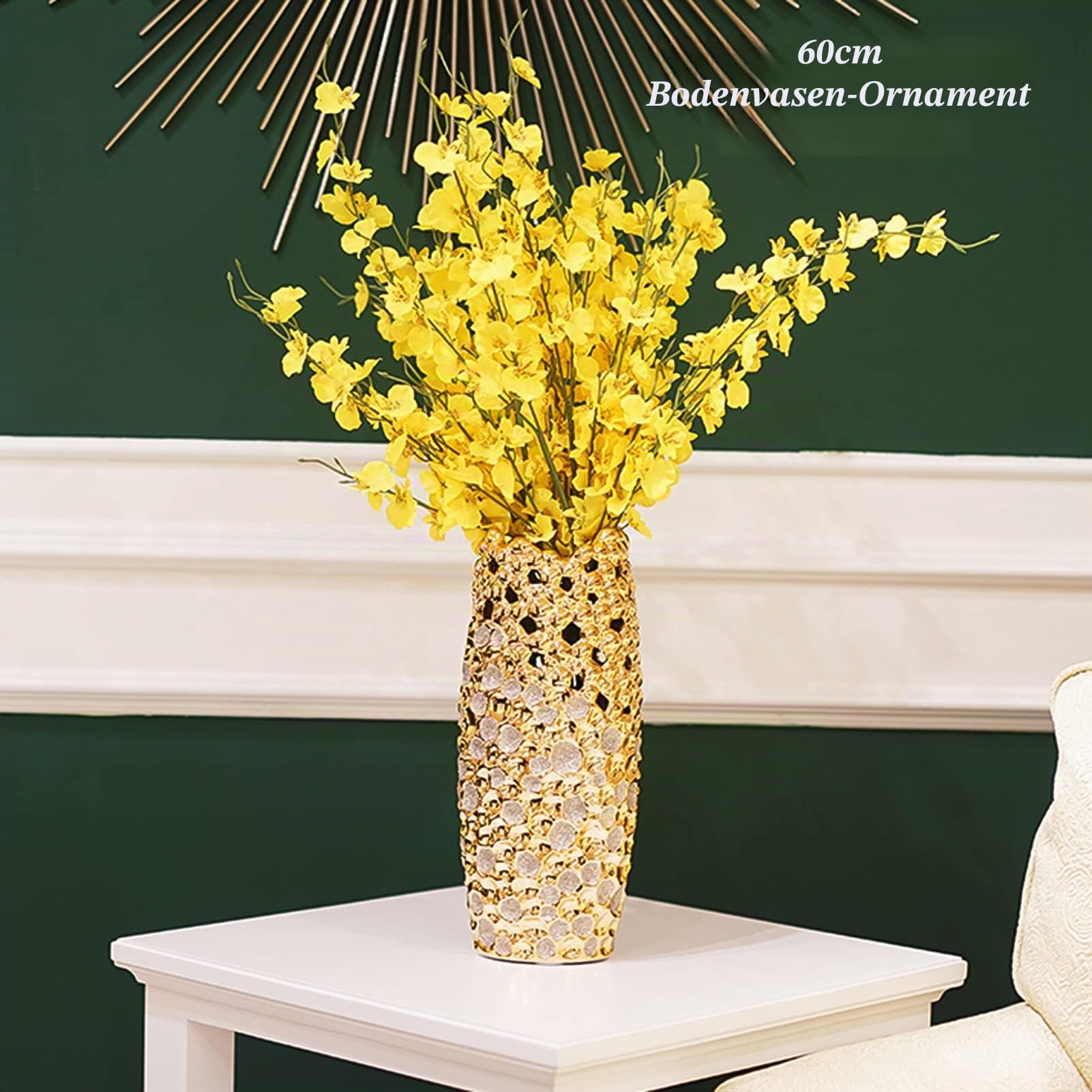 Gold-Keramik-Vase, große Bodenvase, 14,2 Zoll hoch für kreative ausgehöhlte Moderne rustikale Home Decor Vase, Freunde und Familie (Color : Gold, S : 16x13x36cm)