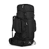 Coyote 60-105 Liter Internal Frame Backpack - Hiking, Backpacking, Travel, Adjustable Torso (65L / Black)