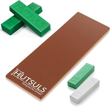 Brown Leather Strop With Stropping Compound - Get Razor-Sharp Edges with Stropping Leather for Sharpening White & Green Polishing Compound 2-Pack, Total 5 Oz