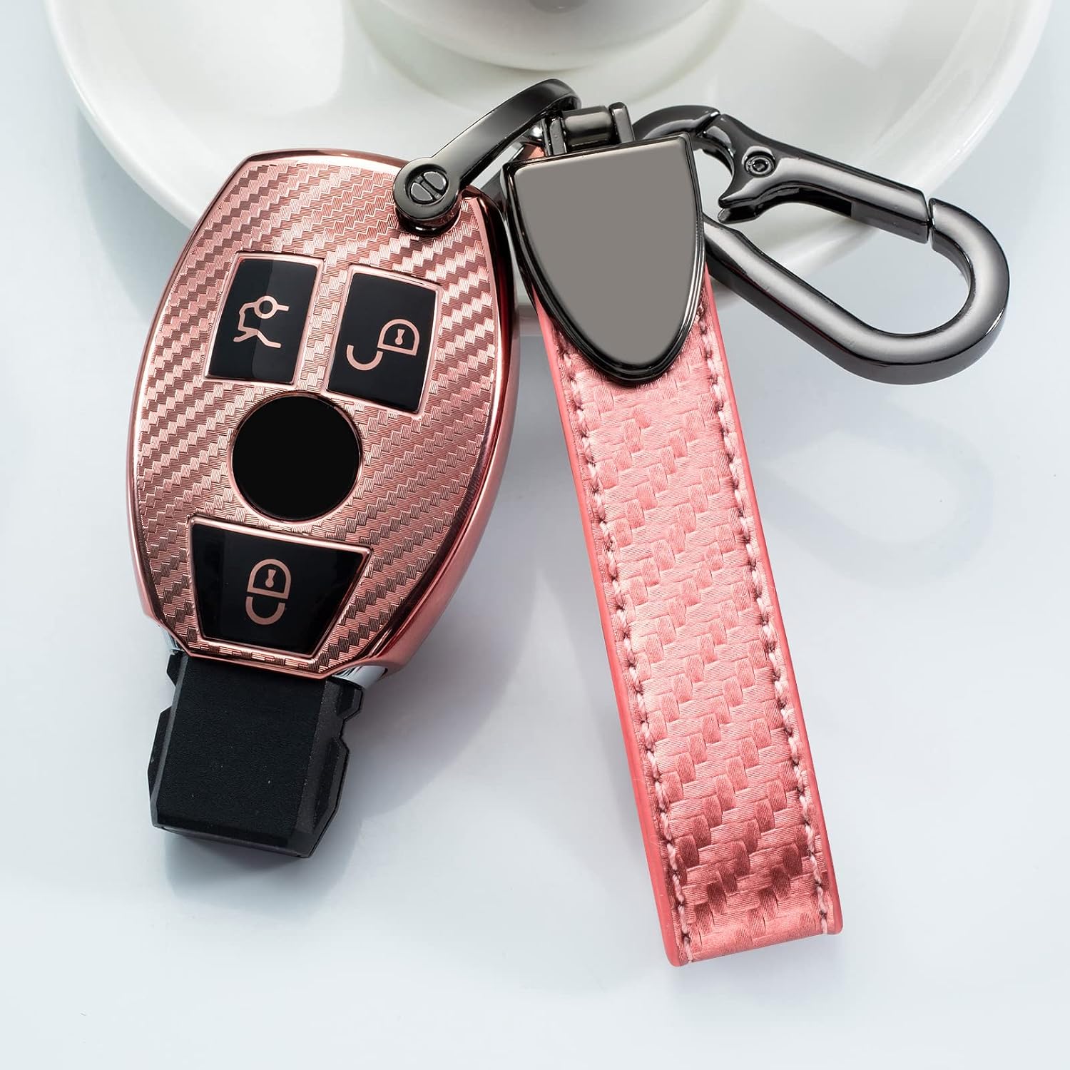 Nonesuper Soft TPU Carbon Fiber Key fob Cover for A, B, C, E, G,R,S,GLS,SLC,SL,GLK,Viano,GT,SLS Key Cover Key case Compatible Smart Remote Control Key Holder.