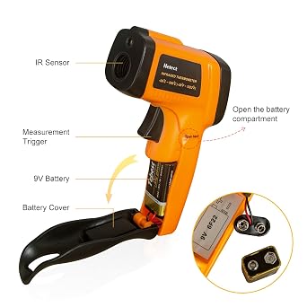 Infrared Thermometer, Helect Digital Laser Infrared Thermometer Pyrometer (-50 °C to 550 °C) with LCD Lighting