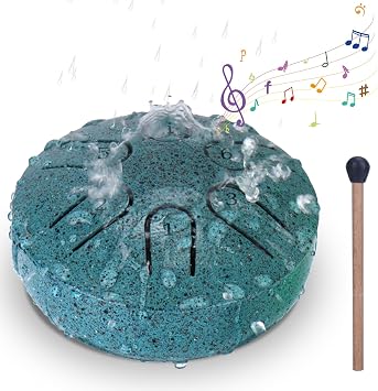 BABORUI Rain Drum for Outside Garden - Upgraded Non Waterlogging Rain Drums for Outside when It Rains, 3 Inches 6 Notes Steel Tongue Drum Rain Chime, Mini Outdoor Rain Drum InstrumentMalachite
