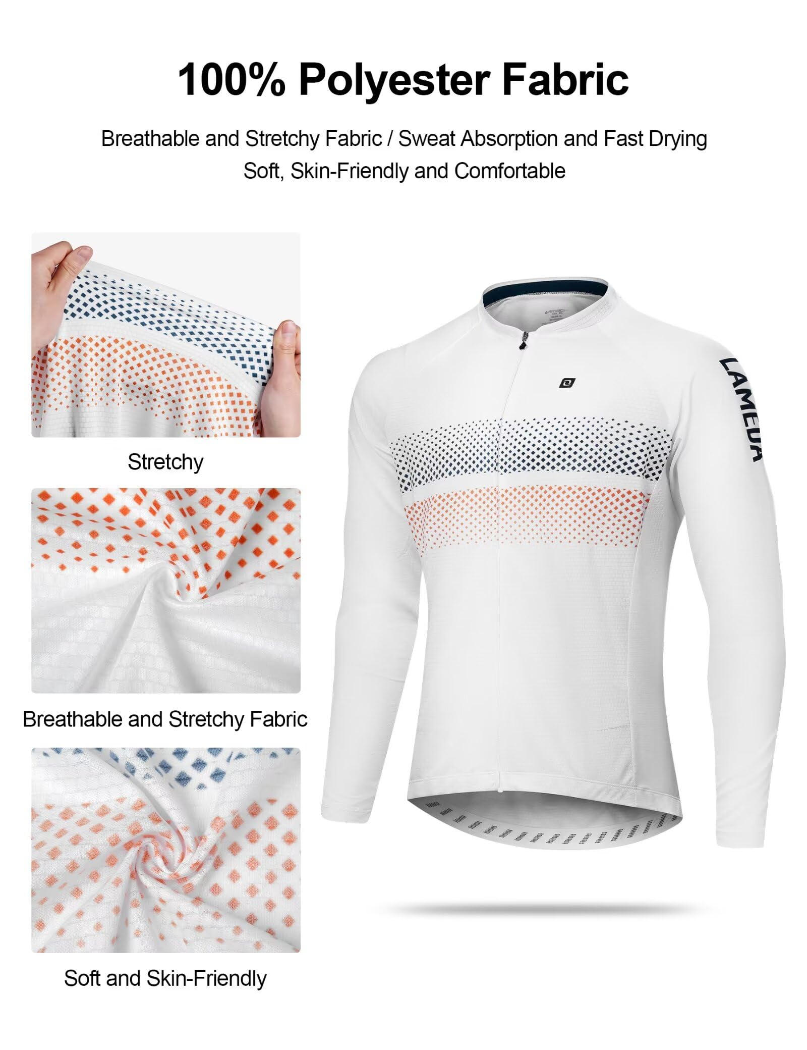 INBIKE Fahrradtrikot Herren Langarm Rennrad Fahrrad Shirt Atmungsaktiv Leicht Schnell Trocken Reflektierend mit 3 Gesäßtaschen