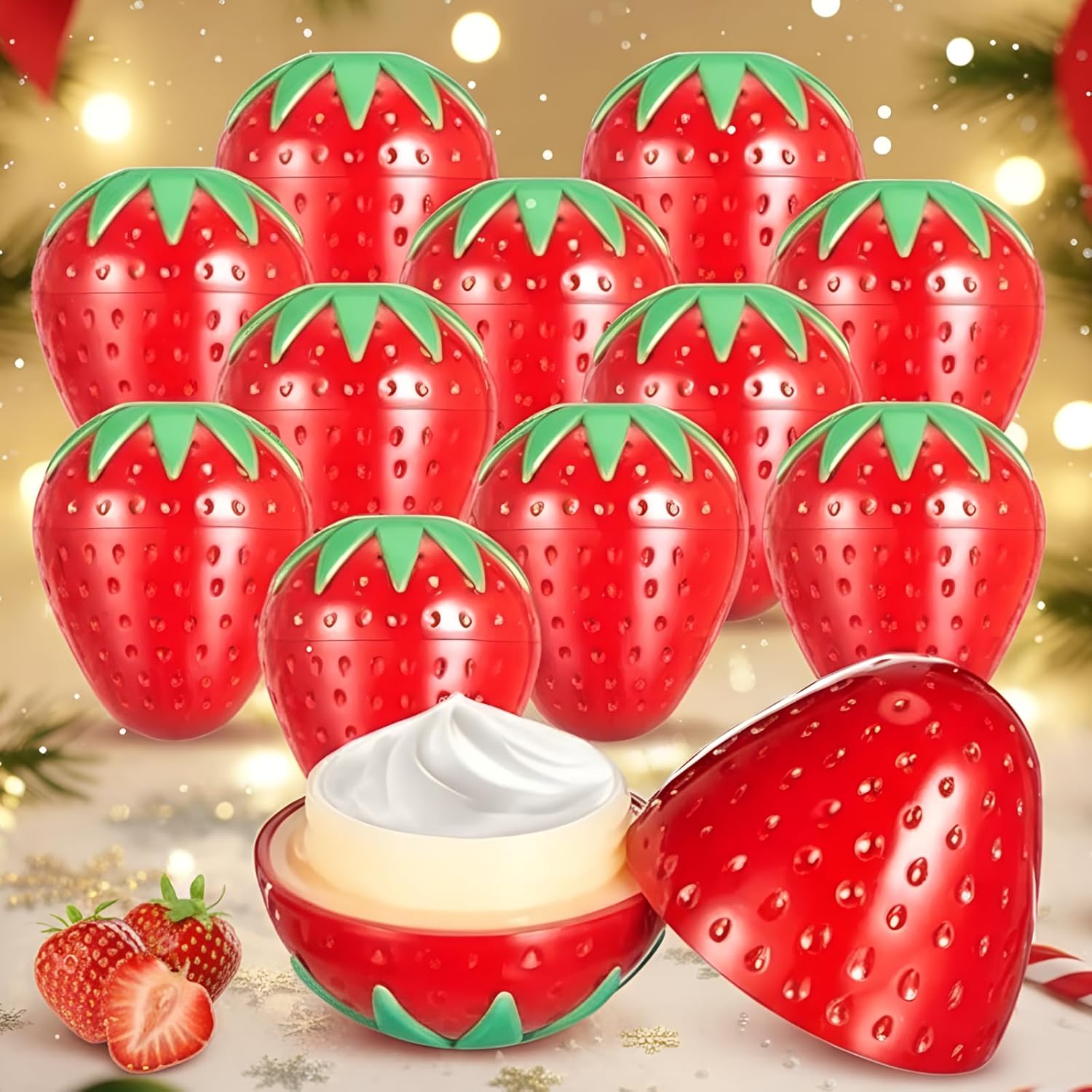 12 Pcs Strawberry Hand Cream Set Funny Fruit Gifts for Women, Mothers Day, Nurses, Baby Shower, Wedding Favors, Easter Basket Stuffers, Birthday Party Teacher Appreciation Birthdays Party Favors Gift