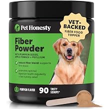 Pet Honesty Pumpkin Fiber Powder Supplement for Dogs - All Natural Dog Probiotic with Psyllium Husk, Pumpkin Seeds and Apple Pectin for Healthy Digestion (90 Scoops)