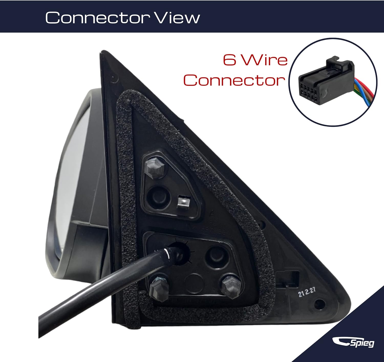 Spieg Driver Side Mirror for 2014-2019 Toyota Highlander Power Adjustment Heated Glass Manual Folding Turn Signal Black 6 Pins Left TO1320317