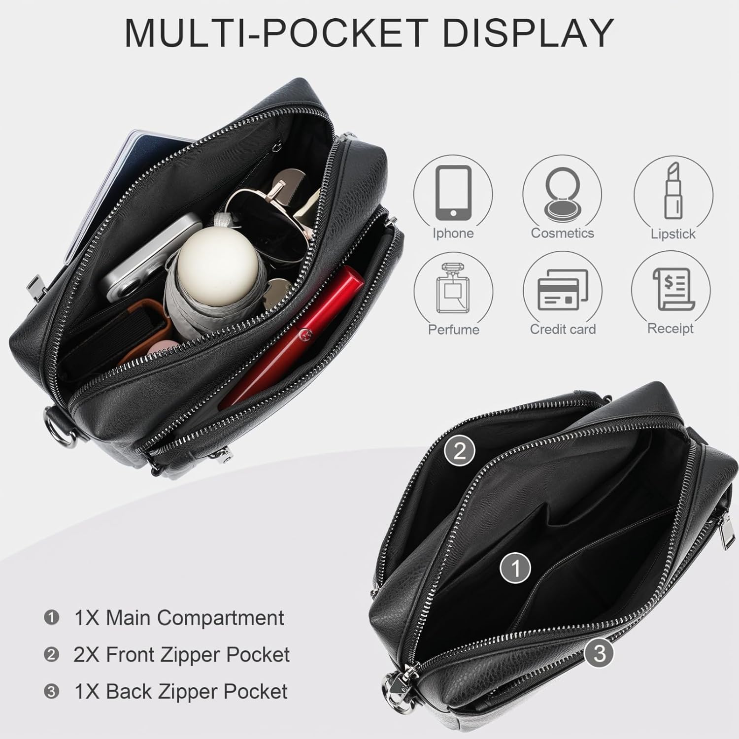 Small Leather Crossbody Bags for Women Anti theft Purses and Handbag Shoulder Hangbag with Wide Strap Tassel - Image 4