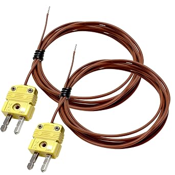 2-Pack K-Type thermocouple Probes 40-inch Cable Measuring Range 50F to 750F | Beaded probes for multimeters electrical control panels machinery instruments and equipment repair