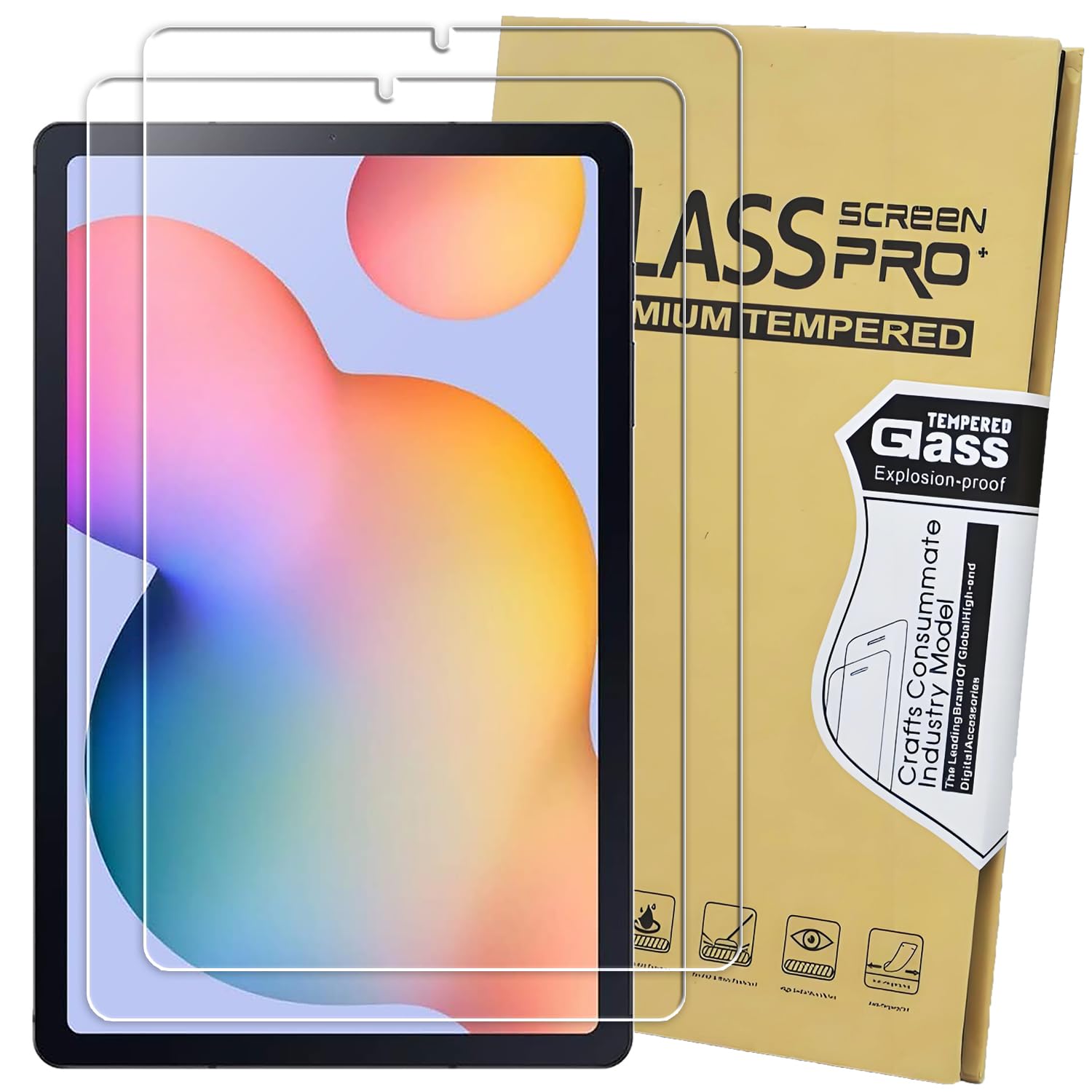 KEANBOLL 2-Pack Tempered Glass Screen Protector for Samsung Galaxy Tab S6 Lite 10.4 Inch, (2024-2022-2020), Ultra Clear & Scratch Resistant & 9H