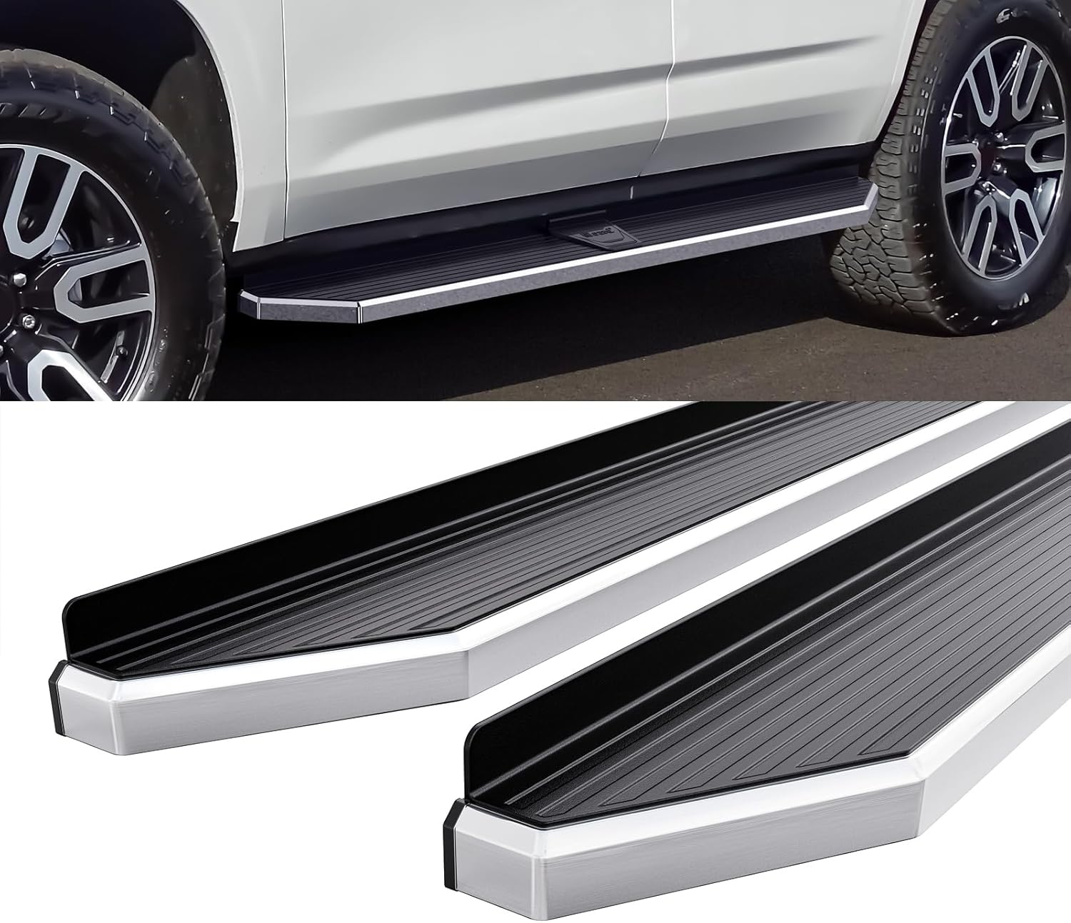 HD Ridez Flat Style Running Board 6" Polished Compatible with Chevy Tahoe 2021-2026 4-Door & GMC Yukon 2021-2026 4-Door (Exclude Yukon XL) (Side Steps Side Bars)