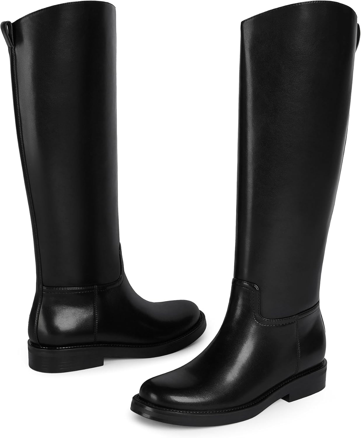 Knee High Boots for Women Flat Round Toe Chunky Low Heels Tall Long Riding Boots - Image 7