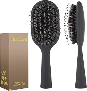 Boar Bristles Hair Brush for Women Men and Kids, Detangling Hair Brush for Smoothing Massage Add Shine, Nylon&Boar Bristles brush for Hair Healthy, Easy to Storage(Black)