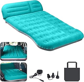 AKUDY Car Bed, Material Thickened Car Mattress,Car Air Mattress,Car Bed Mattress,Car Mattress for SUV,Truck Bed Mattress,Inflatable Bed for Car,Suitable for Camping,Sleeping,Travel（Blue Without Pedals）