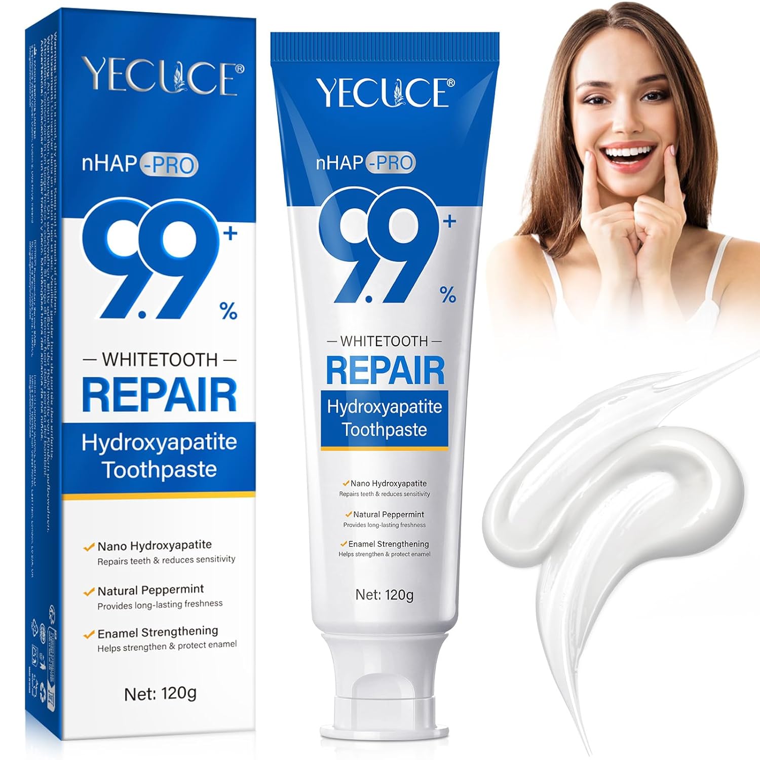 9 9 Nano Hydroxyapatite Toothpastes Fluoride Free Enamel Repair Toothpaste Natural Peppermint Fresh Breath Daily Use for Oral