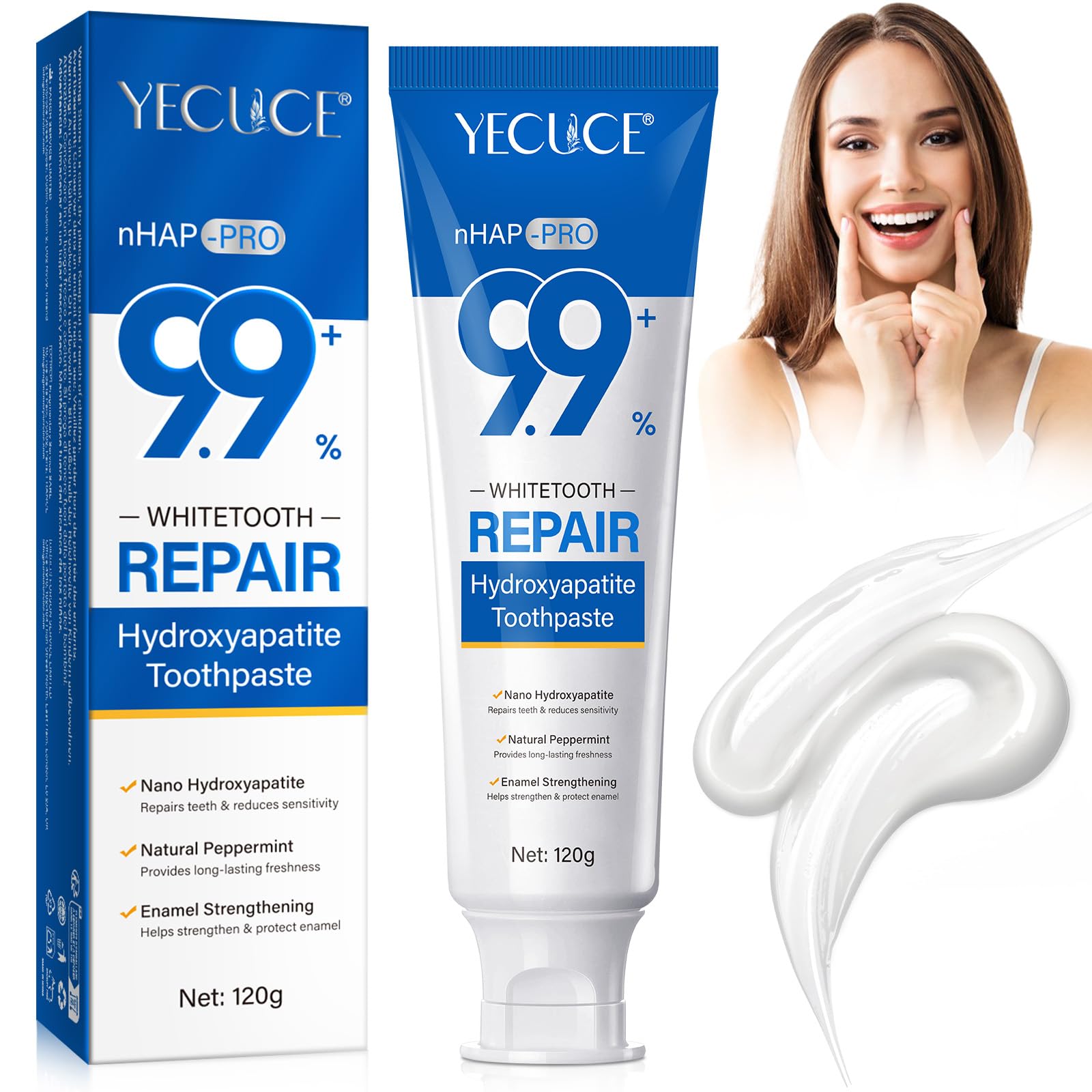 9 9 Nano Hydroxyapatite Toothpastes Fluoride Free Enamel Repair Toothpaste Natural Peppermint Fresh Breath Daily Use for Oral