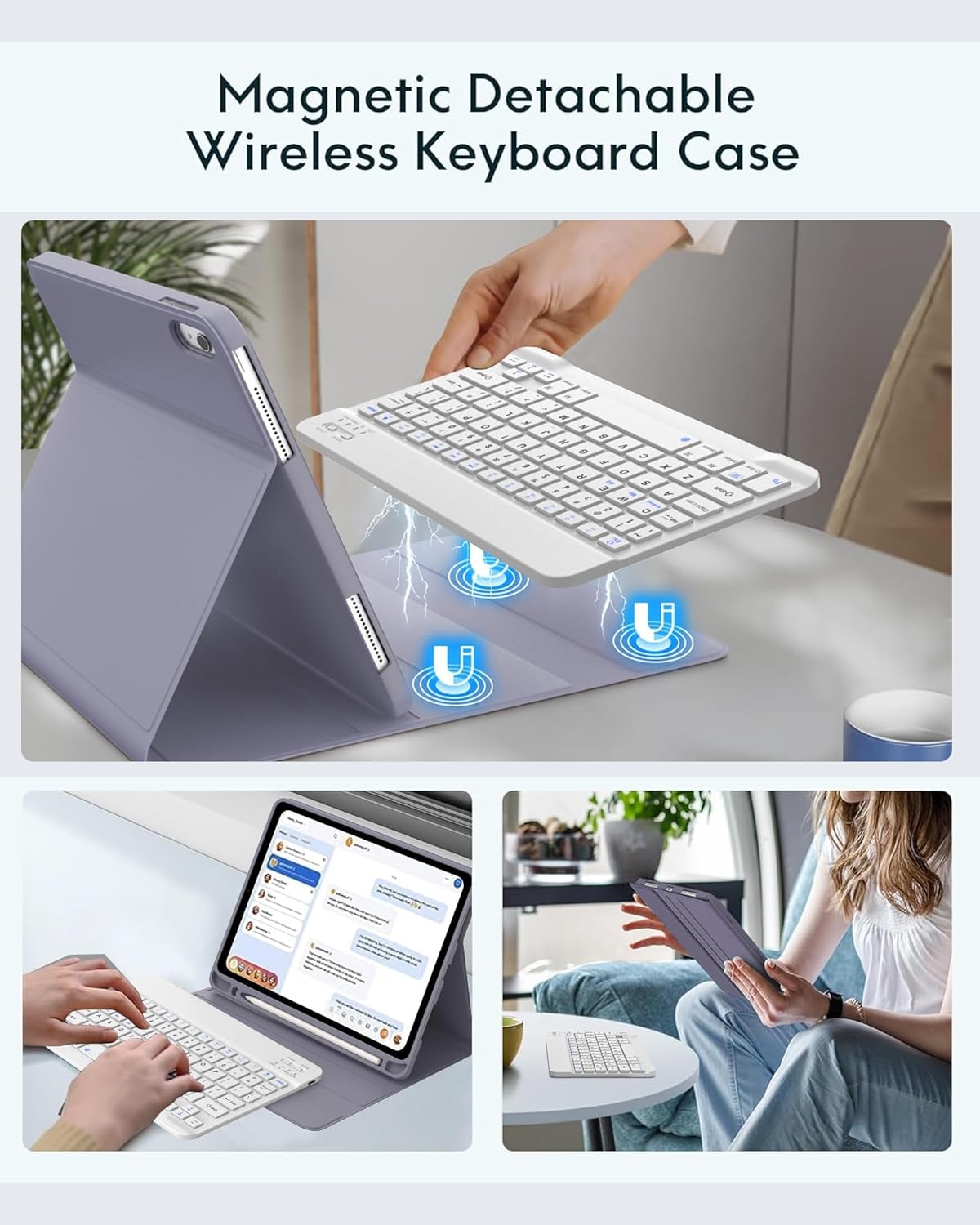 Magnetic detachable keyboard being removed from case
