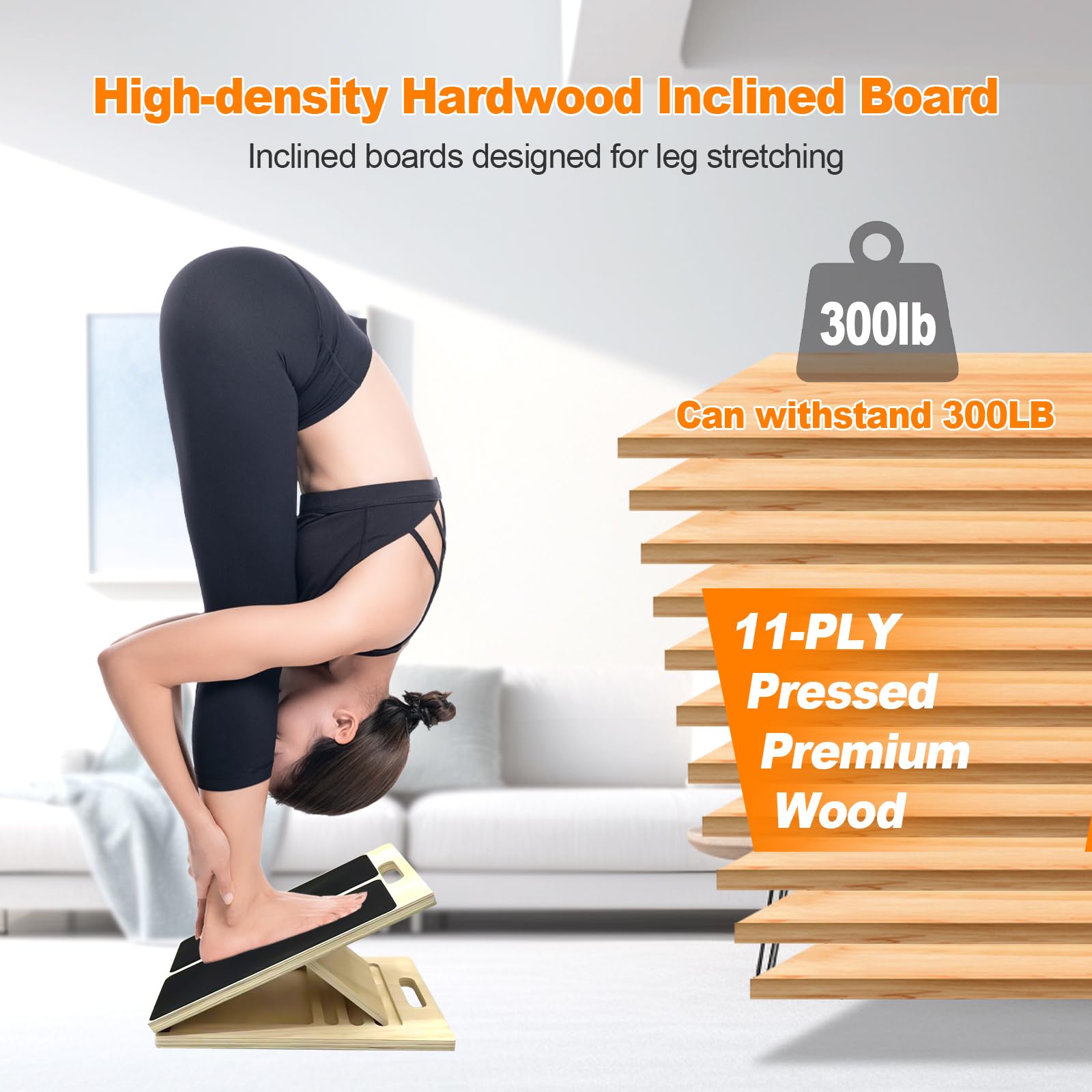 Zihvfzu Tabla inclinada portátil de madera para estirar pantorrillas, inclinación ajustable y cuña de sentadillas para ejercicio, terapia física y movilidad de tobillo, para rodillas, pies y soporte