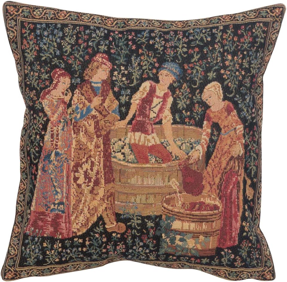 Charlotte Home Furnishings Decorative Couch Pillow Cover 13x13 in, The Harvest Sofa Throw Pillow Cover for Cozy Living Room Decor, Belgium Square Tapestry Bed Cushion Cases, Soft Cotton Jacquard Woven