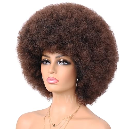 Miniatura 3 de G&T Wig Pelucas afro cortas para mujeres negras, sin pegamento, peluca afro de los años 70, pelucas grandes con volumen y suaves de aspecto natural,