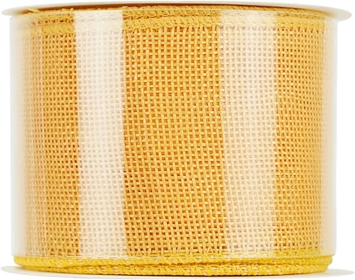 Miniatura 5 de HUIHUANG Cinta amarilla de yute con alambre de arpillera  2.5 pulgadas x 10 yardas con borde de alambre sólido para coronas, lazos grandes,