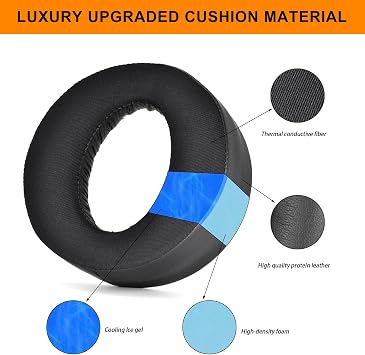 PS5 Cooling Gel Ear Pads - defean Replacement Ear Cushion Cover Cushion Compatible with Sony ps5 Wireless Headphone, Pulse 3D Wireless Headset, Vsilky Cool Fabric, High-Density Noise Cancelling Foam