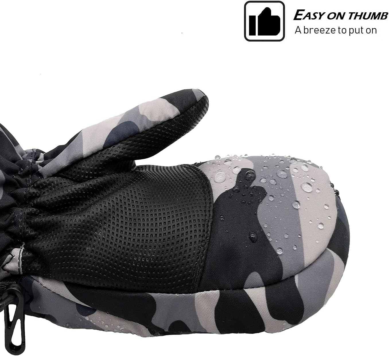 HIGHCAMP Kids Winter Waterproof Ski Snow Mittens Warm with Zipper for Toddler Boys Girls : Clothing, Shoes & Jewelry