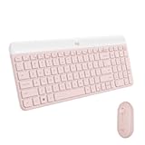 MK470 Slim Wireless Keyboard and Mouse Combo - Modern Compact Layout, Ultra Quiet, 2.4 GHz USB Receiver, Plug n' Play Connectivity, Compatible with Windows - Rose