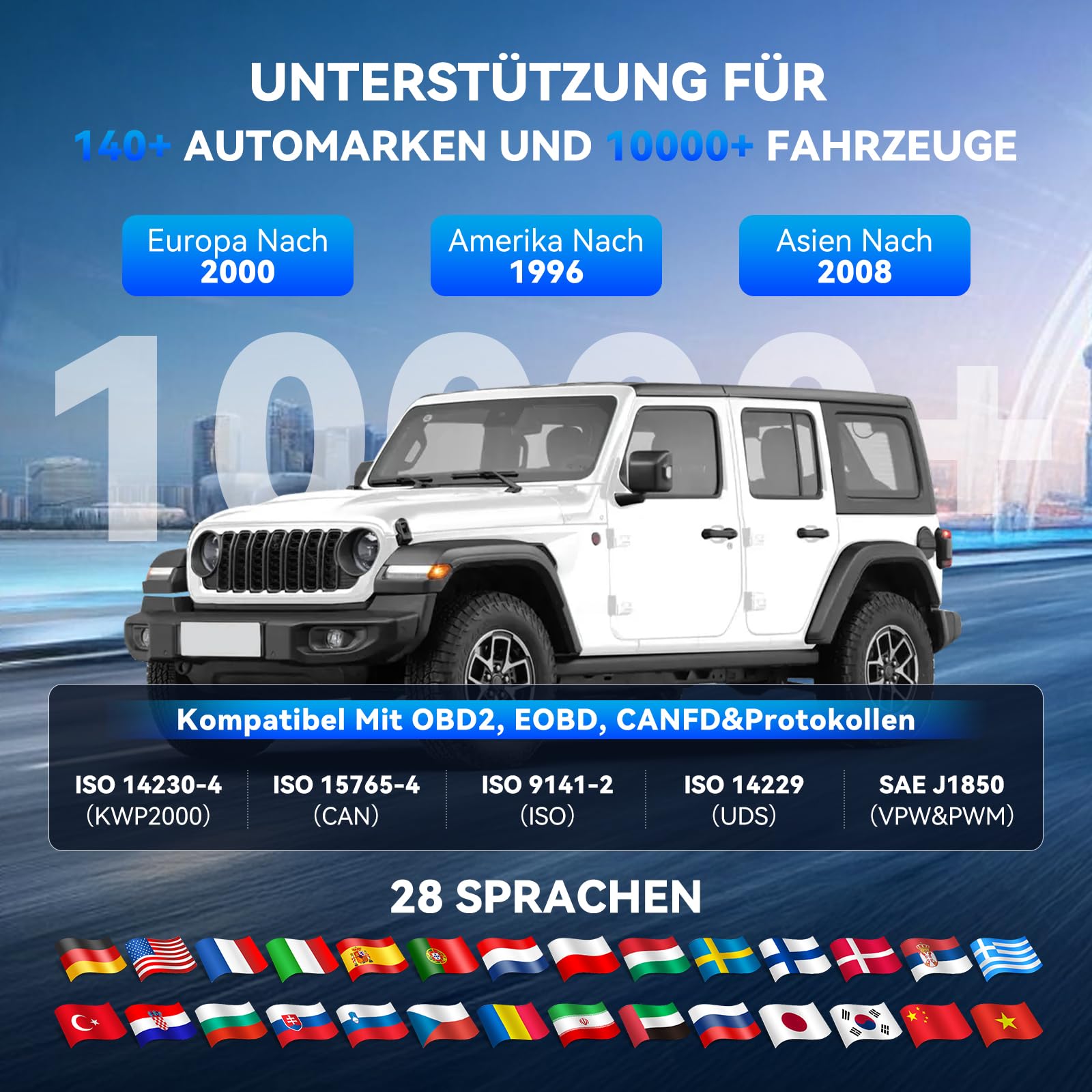OBD2 Diagnosegerät, MUCAR 682 Diagnosegerät Auto Mit Volle Systemdiagnose Und 20 Reset-Funktion, Auto Diagnosegerät Für Aktives Testen, CANFD-Protokoll, Kostenlos Aktualisieren