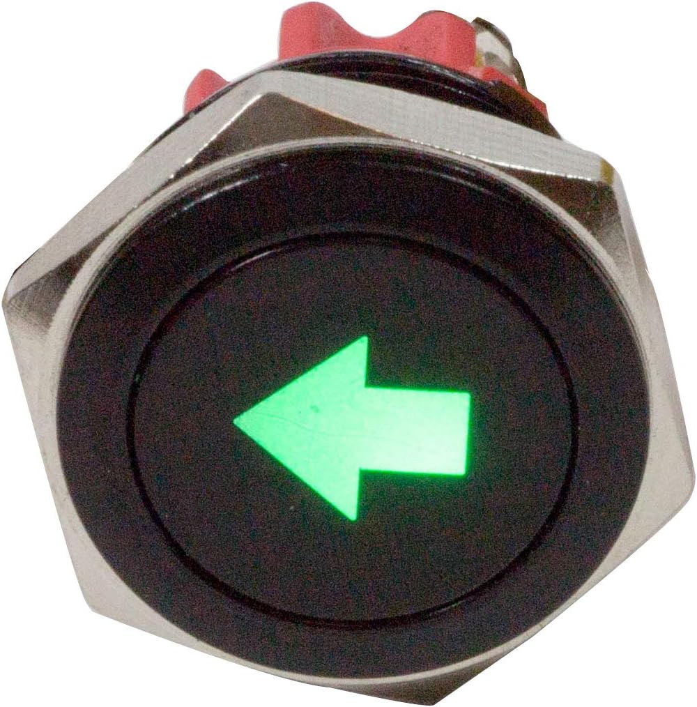 Alpinetech PLB16MS 16mm 5/8" 12V LED Metal Signal Indicator Pilot Dash Light (Single Arrow)
