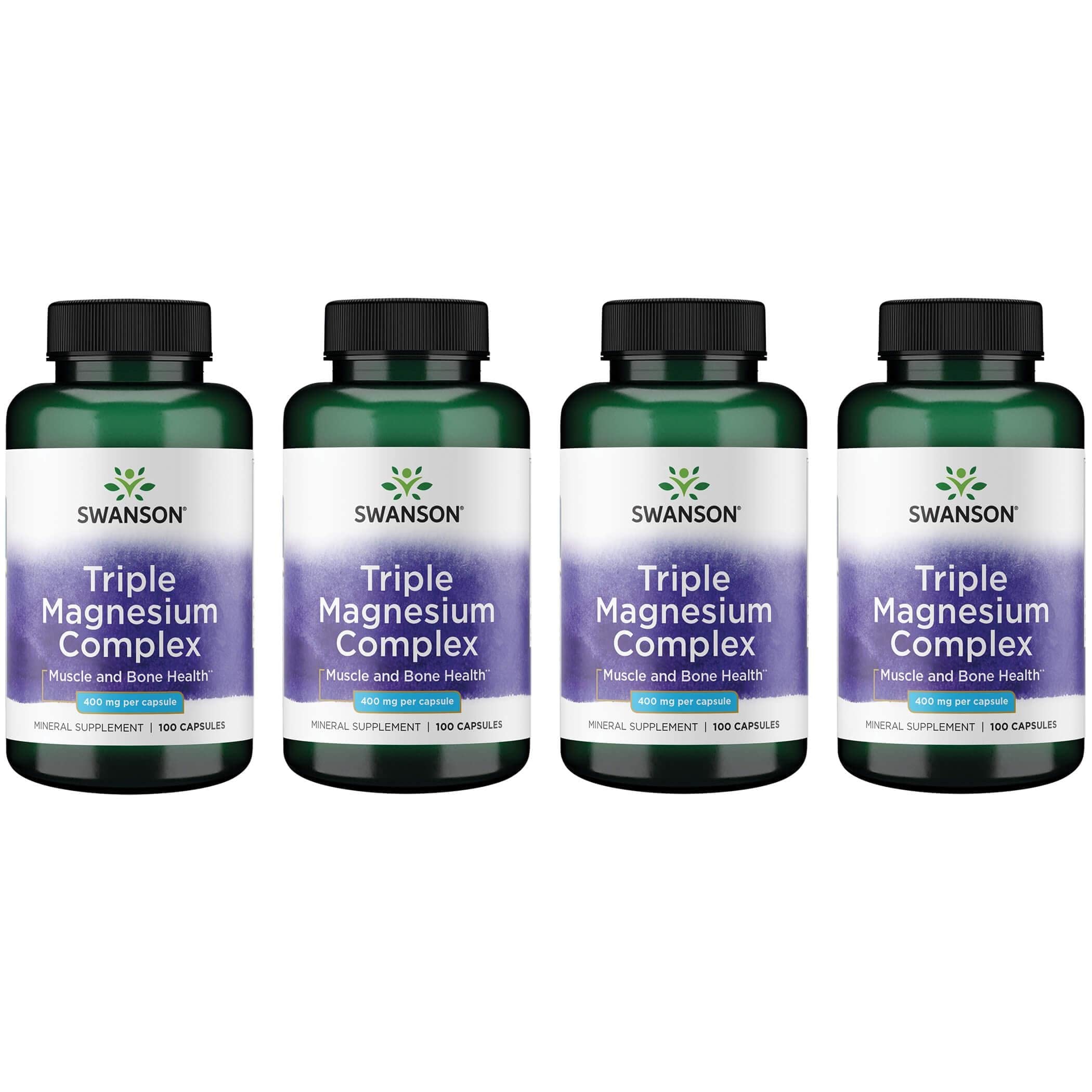 Complément Alimentaire Swanson Triple Magnésium Complex 400mg - 100 Capsules - Pour Muscles & Système Nerveux