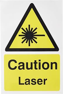 Seco Caution Laser Sign, 200mm x 300mm - Self Adhesive Vinyl, 200mm x 300mm, Black