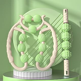 15 Wheels Massage Roller, Circular Leg Clamp for Cellulite, Massage Roller for Legs, Wheel Circular Leg Clamp for Thighs Arm Indoor Sports Yoga Bodybuilding Equipment, Muscle Relaxer (Green_B)