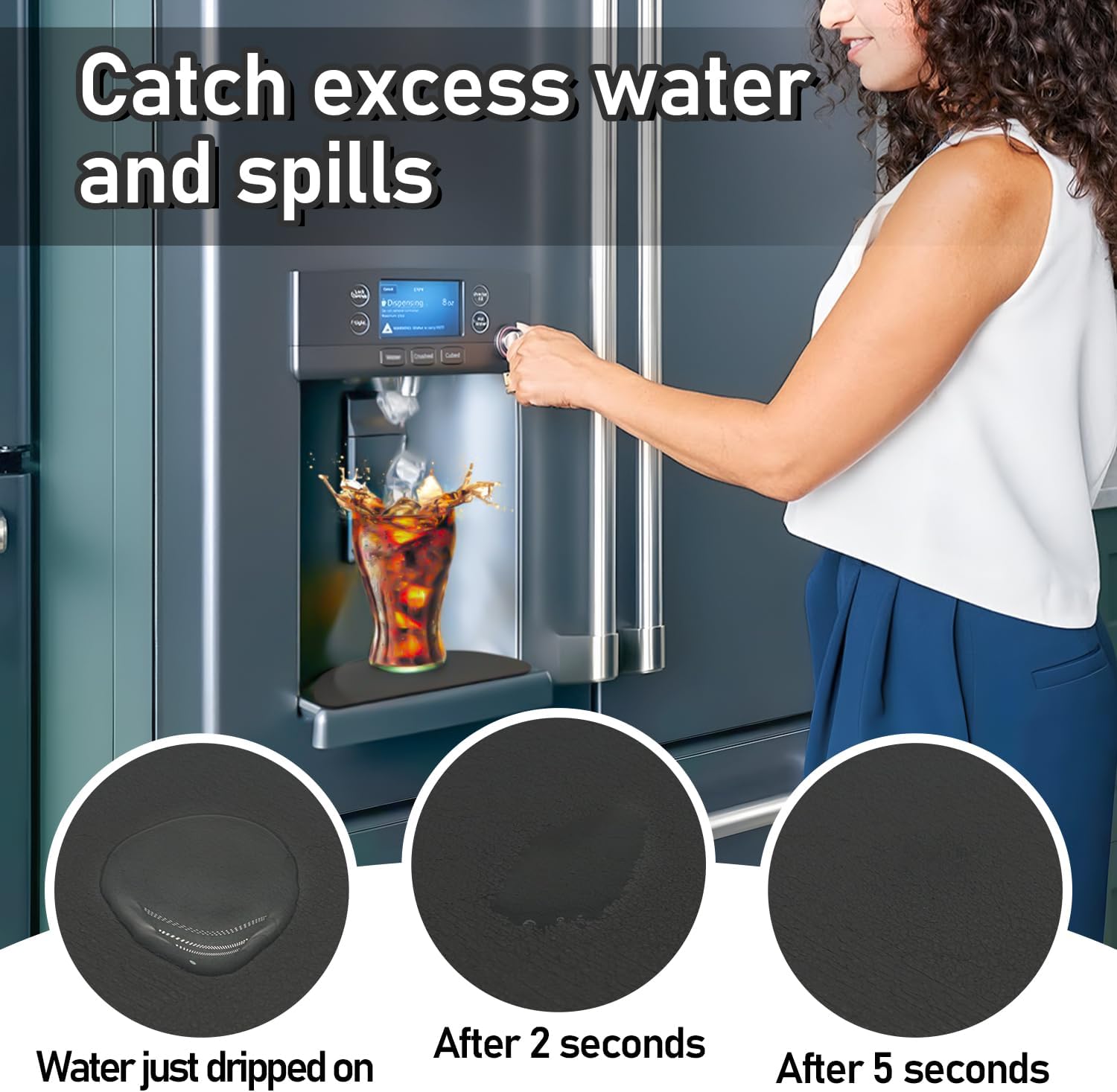 LOPNUR 2 Pack Refrigerator Drip Tray Catcher, 8.3"x3.7" Semi-Circle, Black