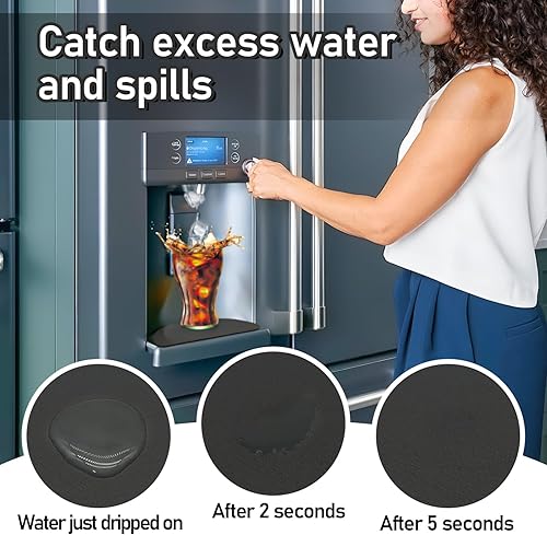 Miniatura 2 de LOPNUR Paquete de 2 bandejas de goteo para refrigerador, alfombrillas cortables para refrigerador de 8.3 x 3.7 pulgadas, para ocultar manchas, Negro