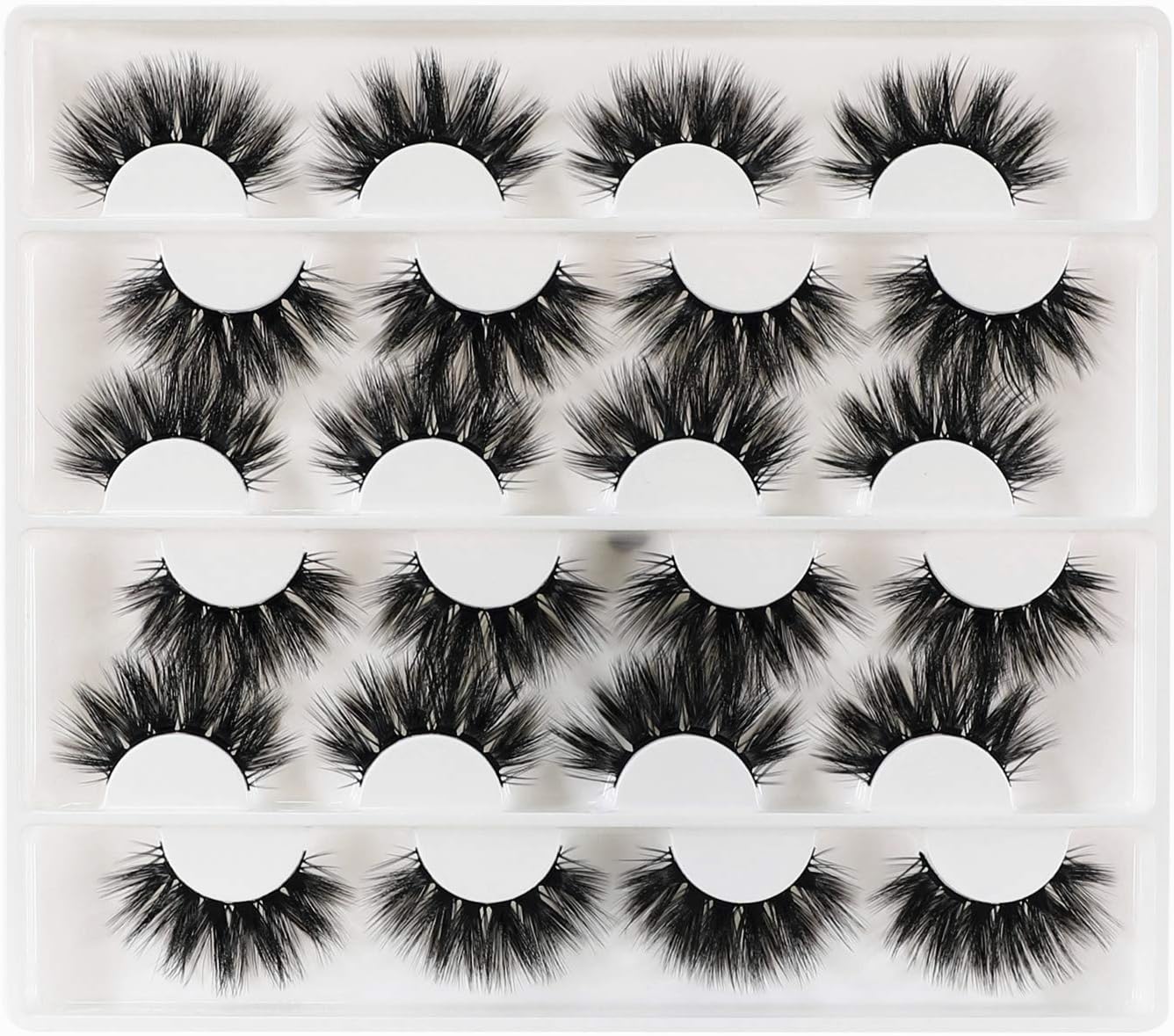 Newcally False Eyelashes 20MM Dramatic Faux Mink Lashes Pack Wispy Long Fake Eyelashes Thick Volume Fluffy Strip Eye Lashes 12 Pairs Multipack