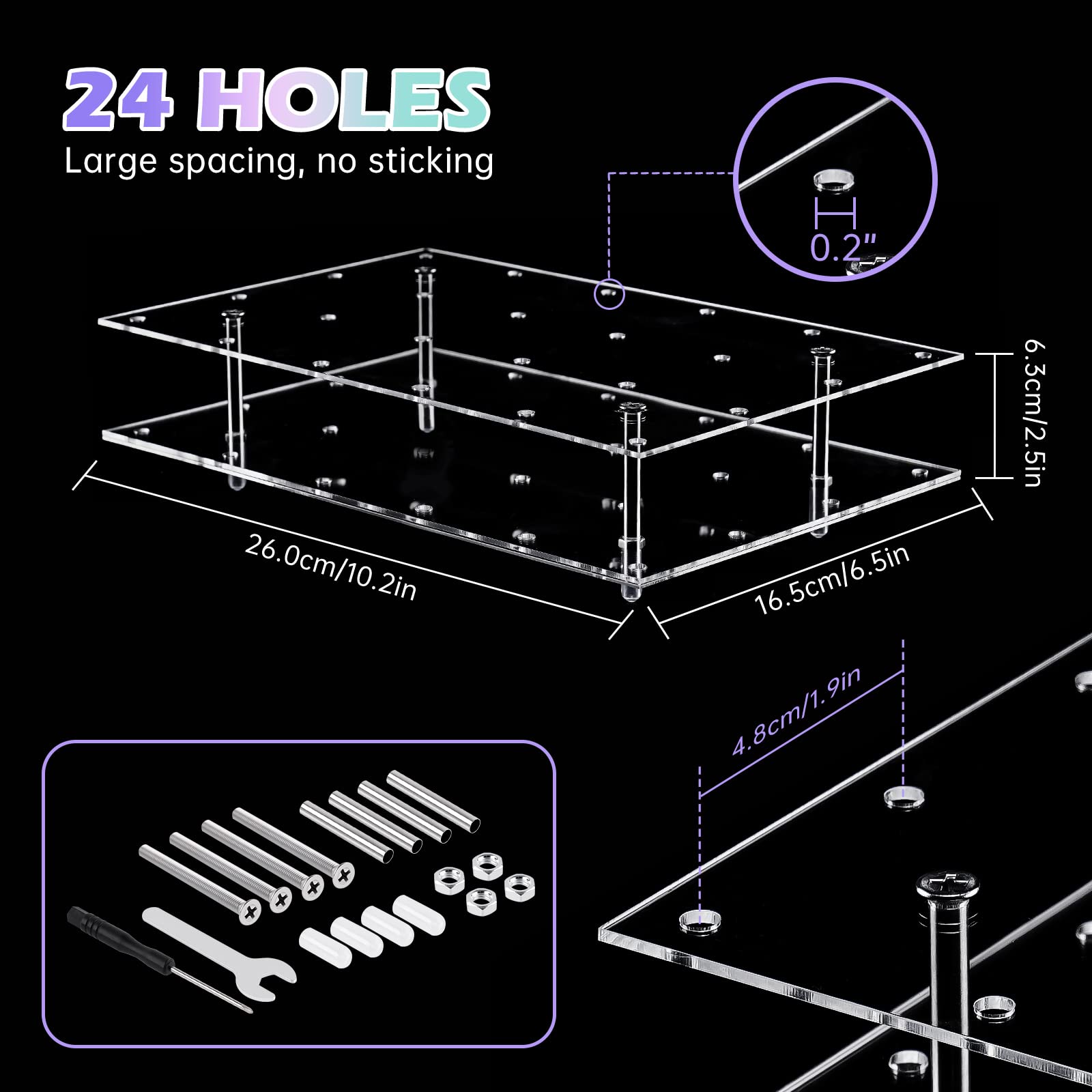 NiHome Cake Pop Stand 24 Holes Aryclic Display Stands for Dessert Table 2-Tier Cupcake Lollipop Candy Display for Wedding Party Anniversary Holiday Celebration (Rectangle) - Image 3