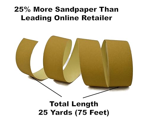 Miniatura 2 de Gritly - Rollo de papel de lija PSA Gold Longboard de 25 yardas de largo, 2-34 pulgadas de ancho, rollo de papel de lija con respaldo adhesivo para