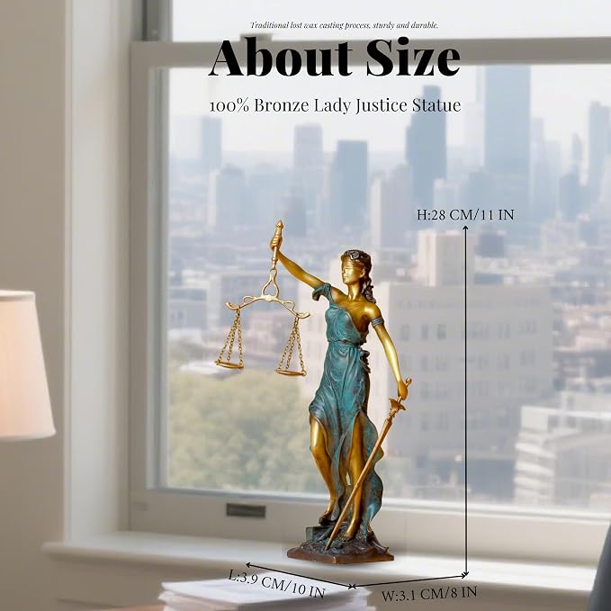 Estatua de la diosa de la justicia en bronce de 11 pulgadas miniatura 2
