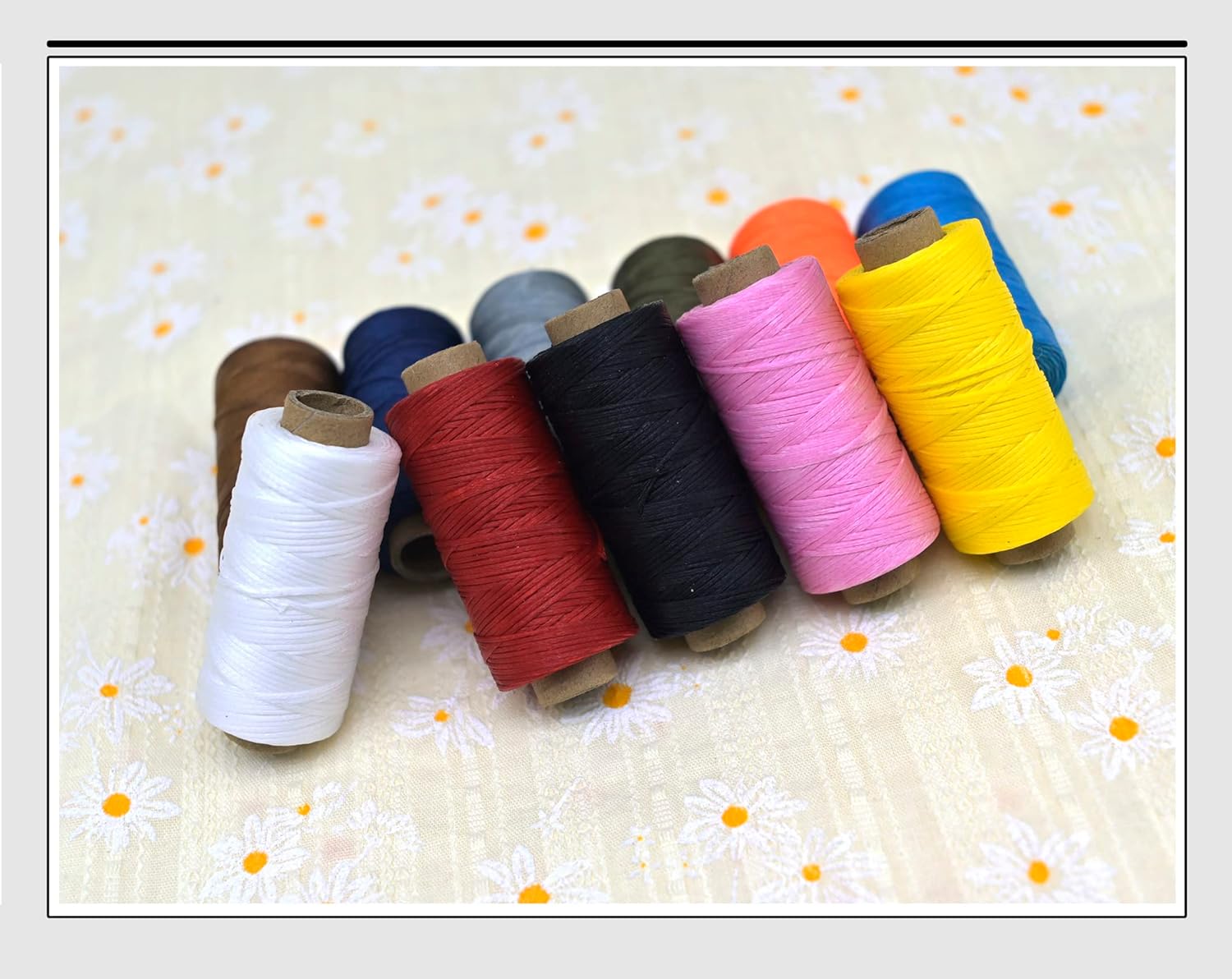 Selric 1430Yards 26 Colors 150D 0.8mm Flat Waxed Thread Hand Stitching Cord Leather Craft Tool Leather Stitching Sewing (55 Yards per Spool)