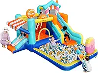 Doctor Dolphin Castelo Inflável Inflável Com Escorregador E Soprador Para Crianças, Escorregador Duplo, Castelo Inflável Inflável Com Piscina De Bolinhas Para Ambientes Internos E Externos
