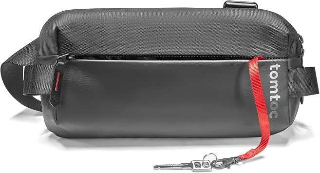tomtoc Compact EDC Sling Bag, Minimalist Chest Shoulder Crossbody Sling Backpack for Men Women, fits Switch 2 or ipad mini 7, Lightweight Everyday Carry Bag for Tactical, Travel, Work, Sport, Black