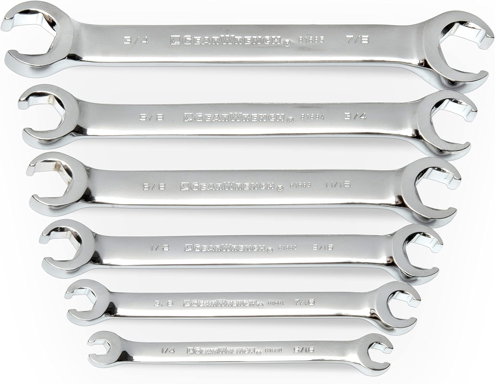 GEARWRENCH 6 Pc. Flare Nut Wrench Set, SAE - 81907